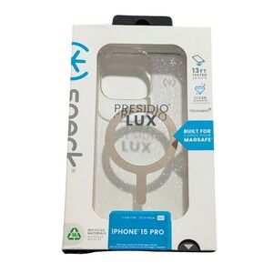 B9. Speck Presidio Lux Magsafe Case for Apple iPhone 15 Pro -‎ Glitter Clear